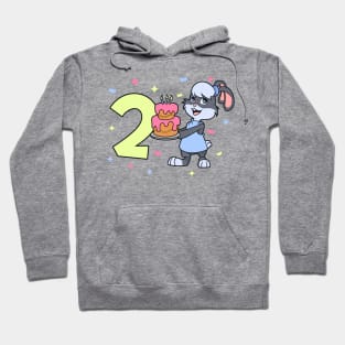 I am 2 with bunny - girl birthday 2 years old Hoodie